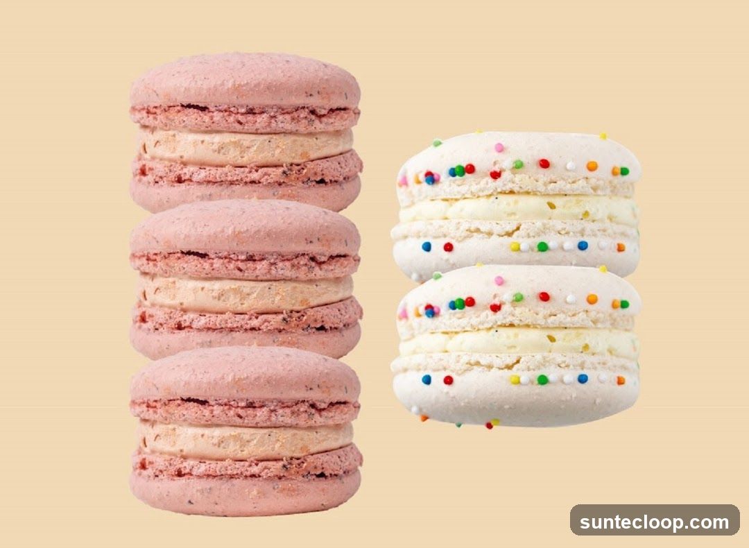 Pink and White Macarons