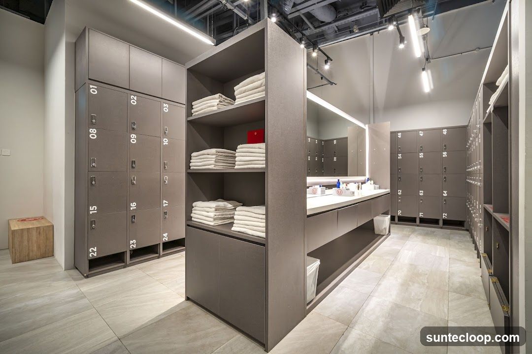 Modern Locker Room with Vanity Area