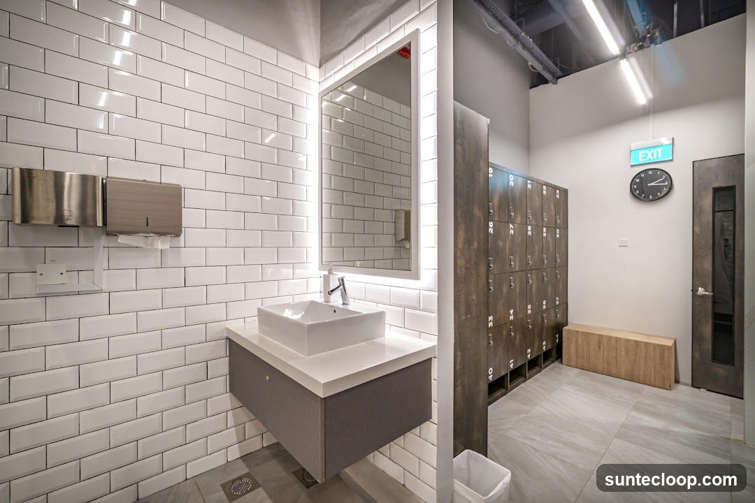 Modern Locker Room and Vanity Area