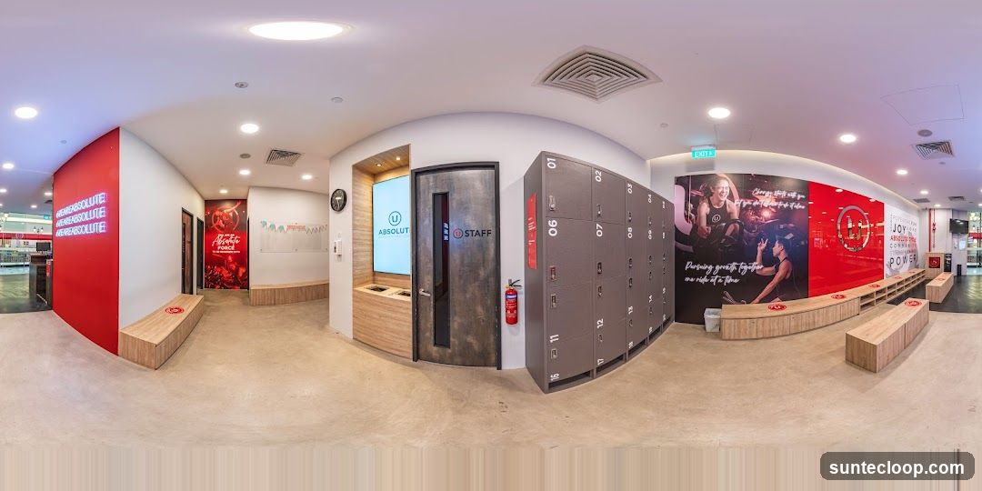 Gym Interior with Lockers and Motivational Art