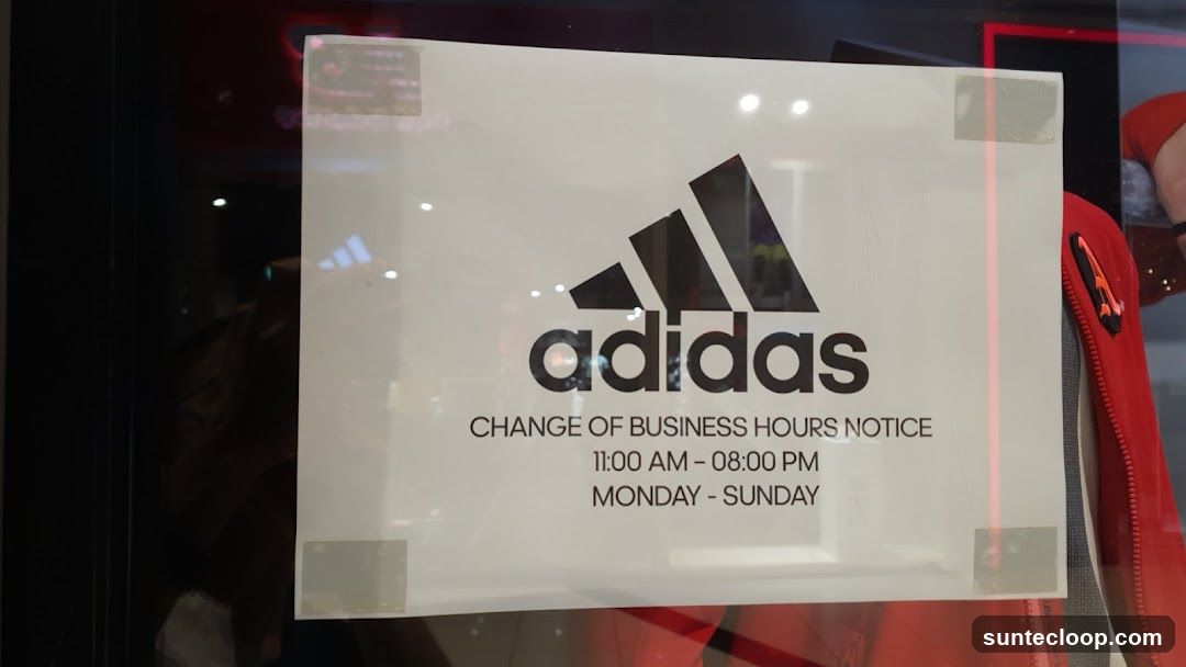 Adidas Change of Business Hours Notice