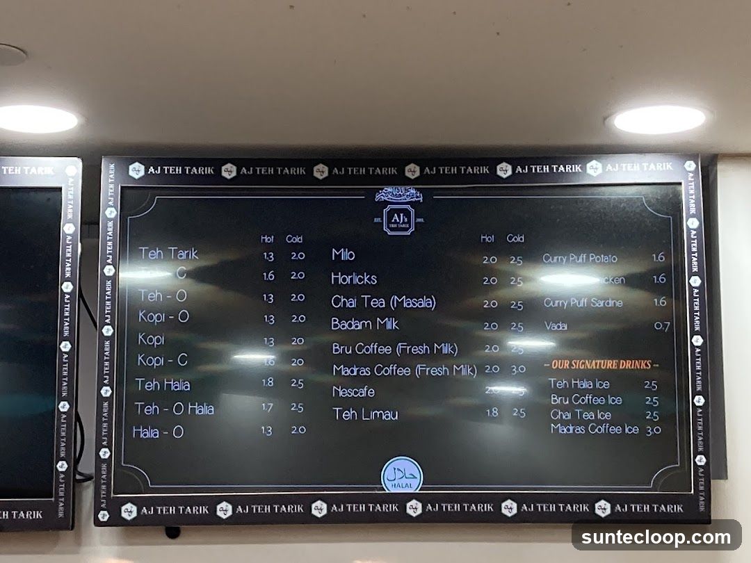 AJ TEH TARIK Menu