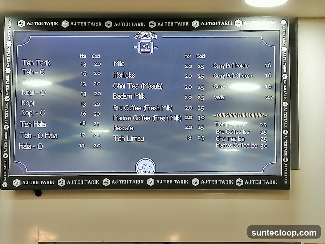 AJ Teh Tarik Menu