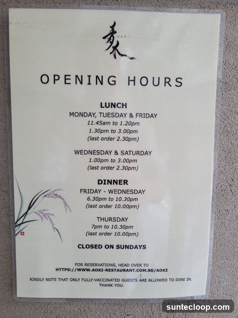 Aoki Opening Hours