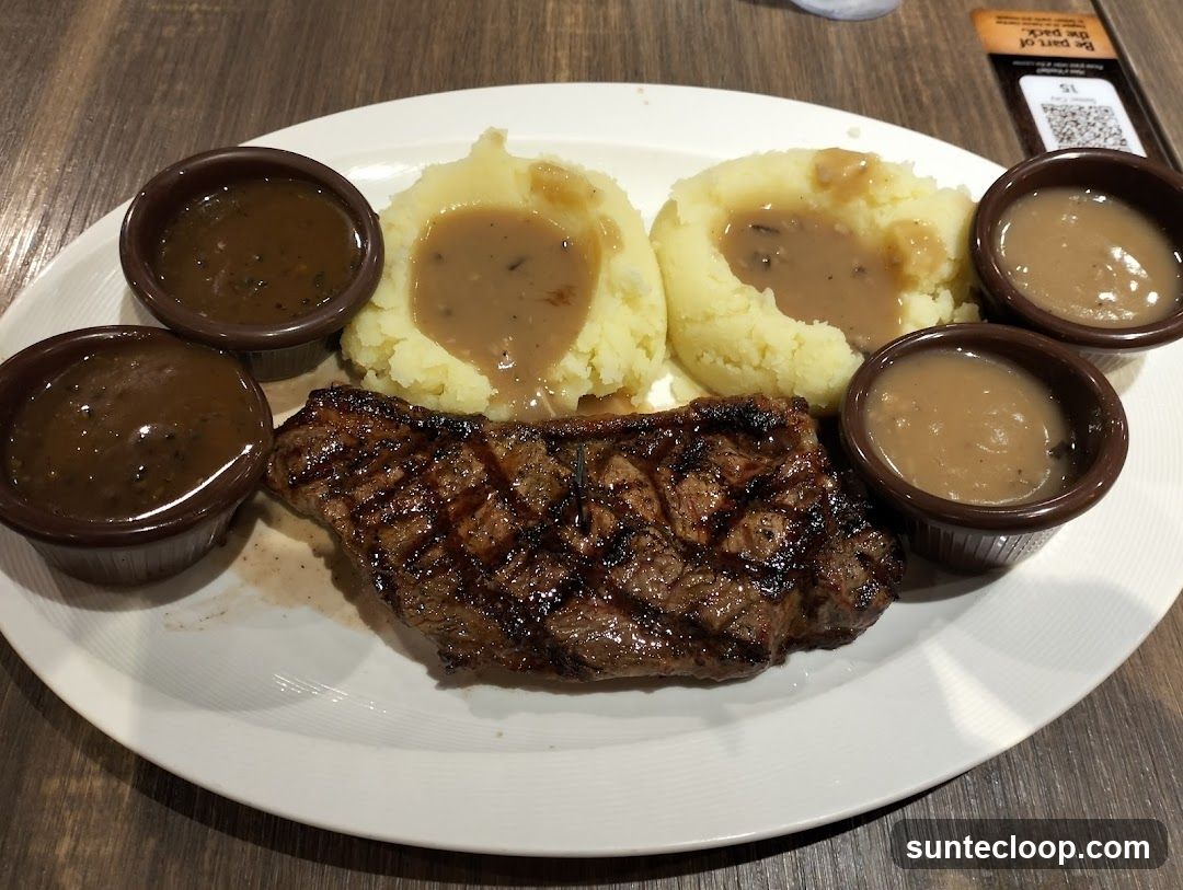 Steak with Mashed Potatoes and Gravy