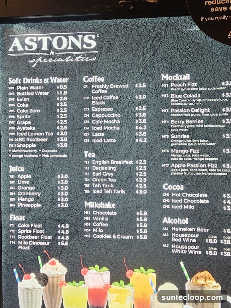 ASTONS Specialities Menu
