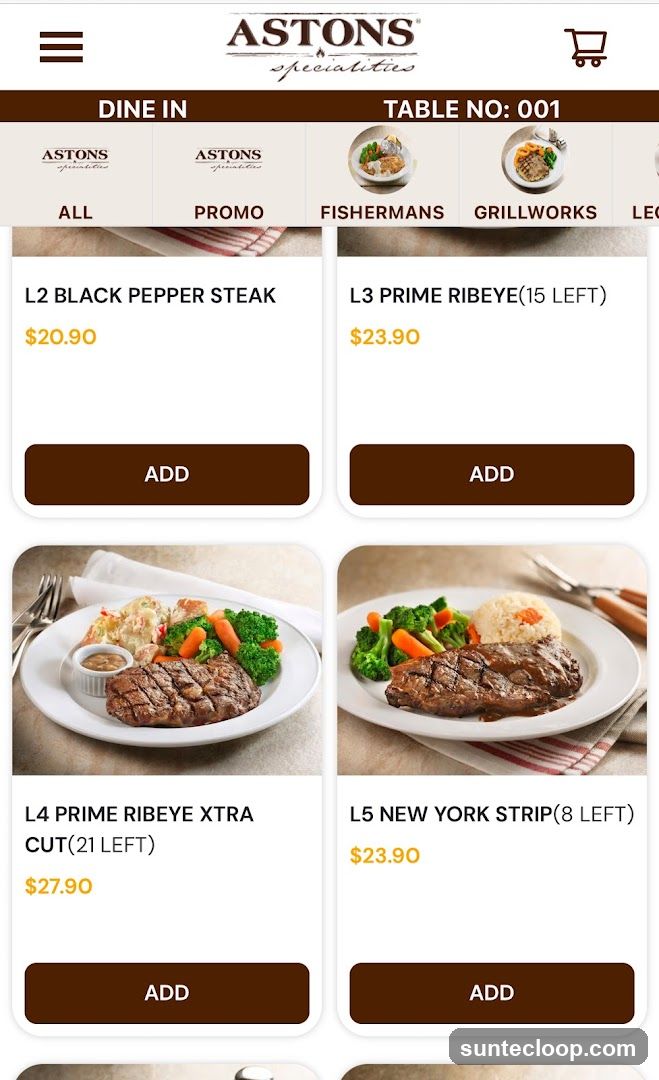 ASTONS Specialities Menu