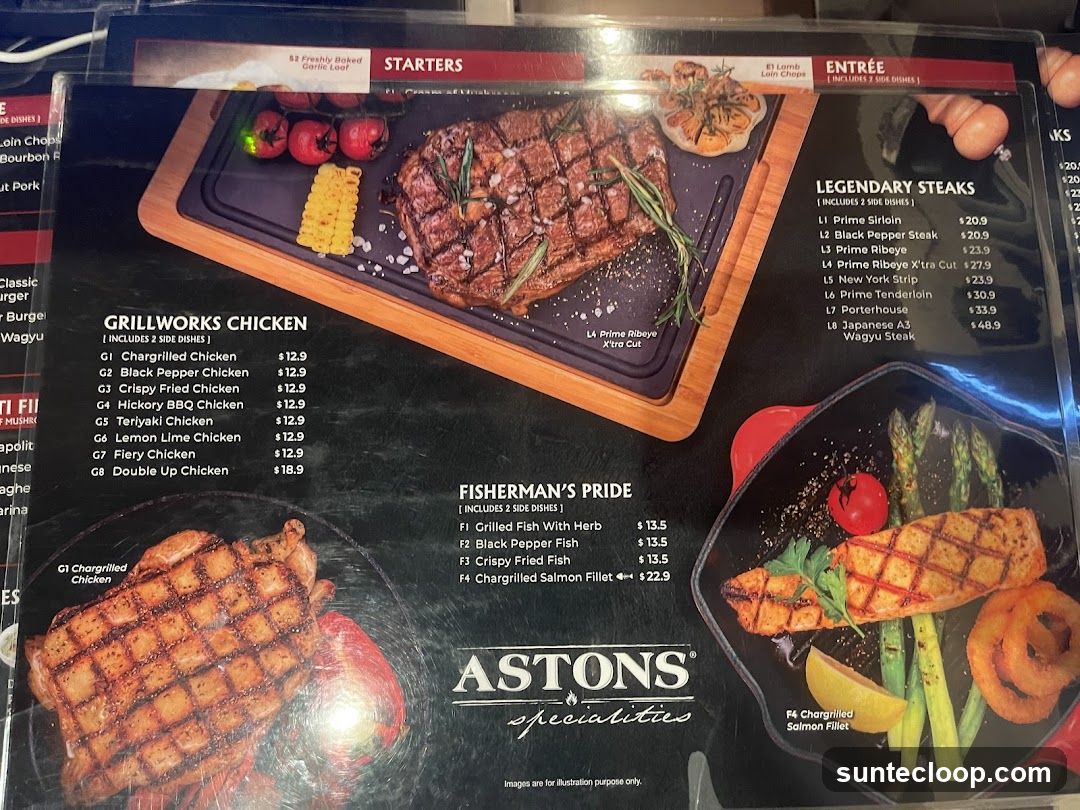 ASTONS Specialities Menu