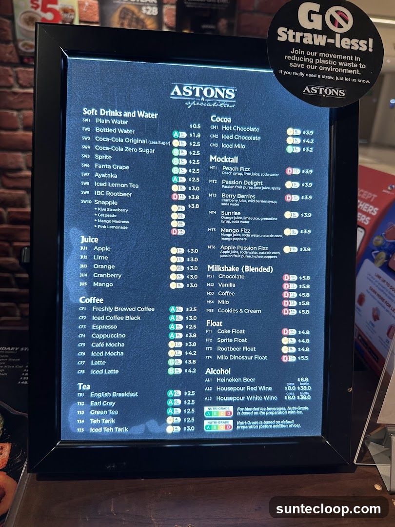 ASTONS Specialities Menu