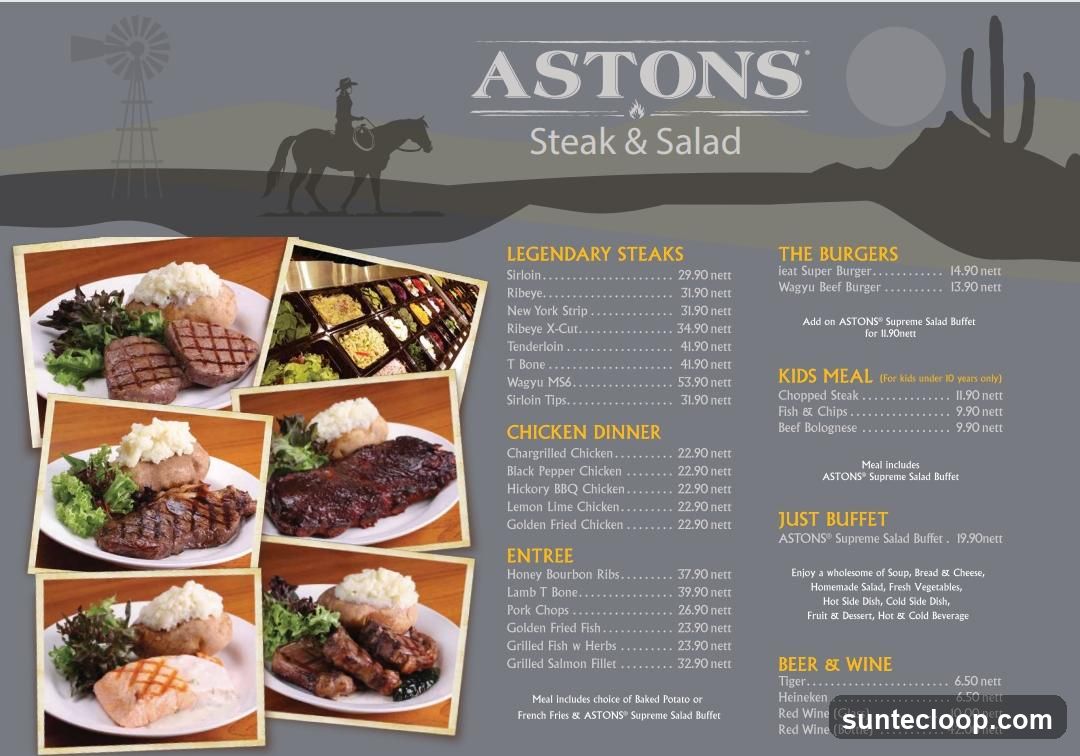 ASTONS Steak & Salad Menu