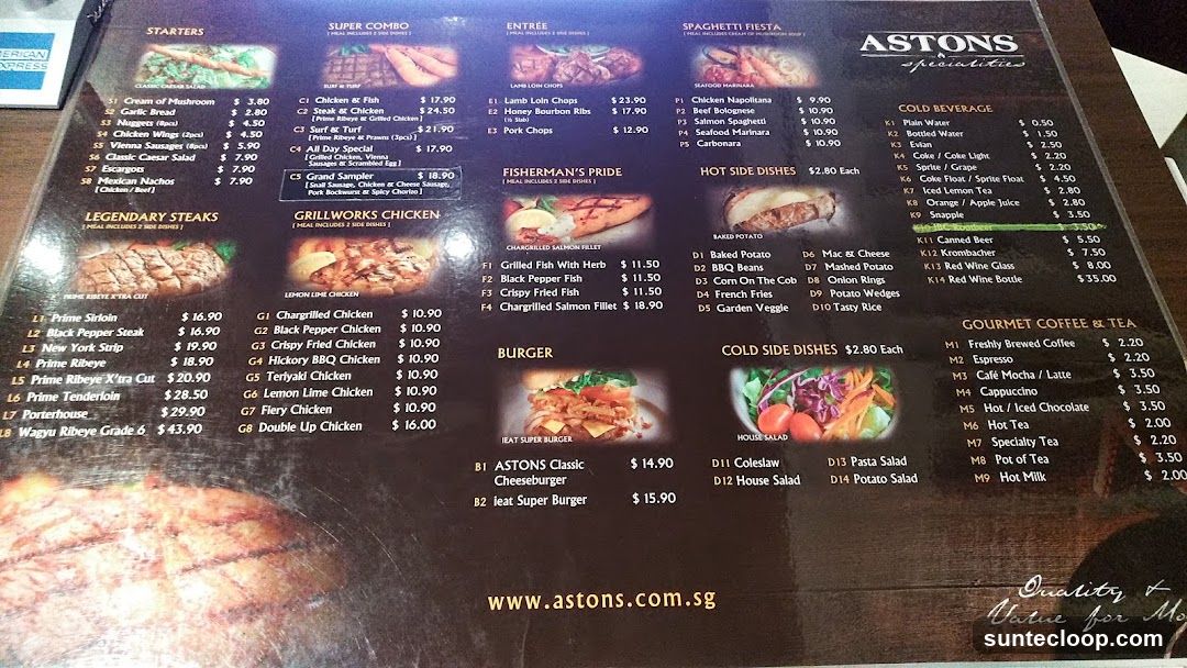 ASTONS Specialities Menu