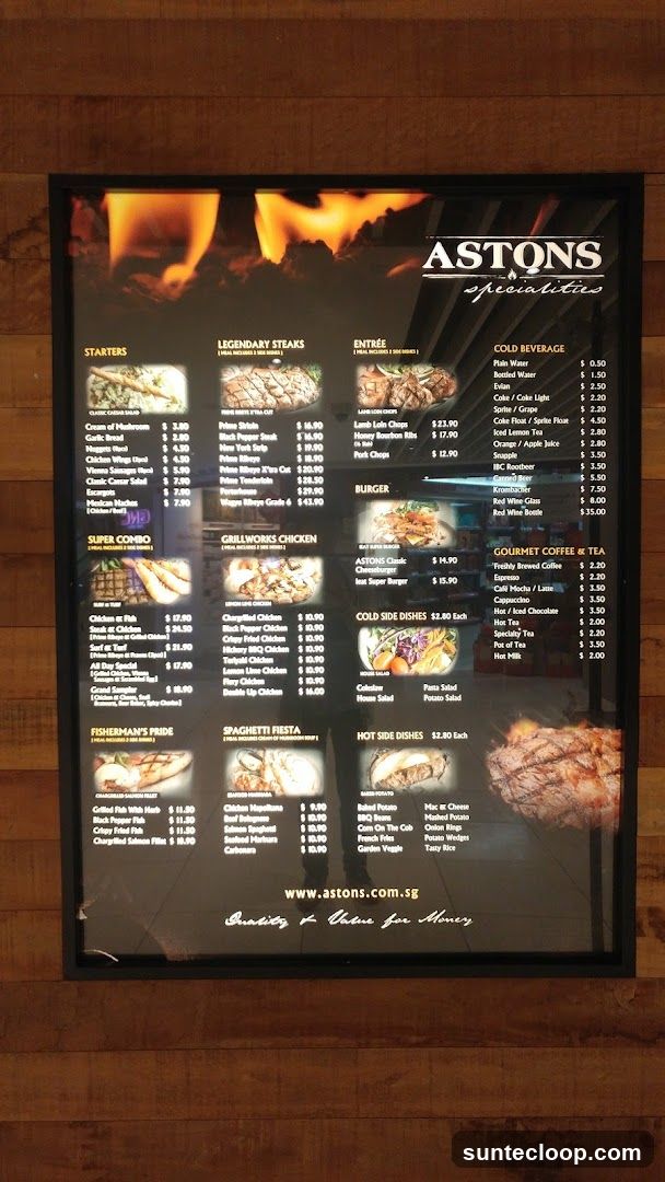 Astons Specialties Menu