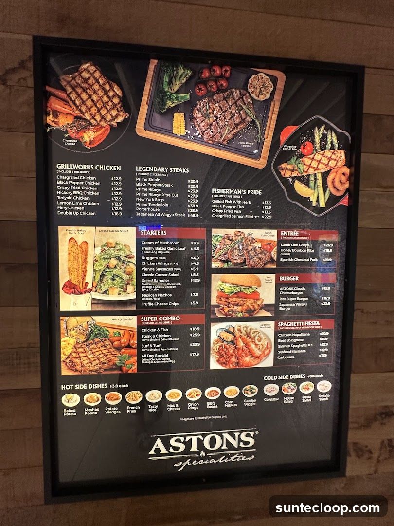 ASTONS Specialities Menu
