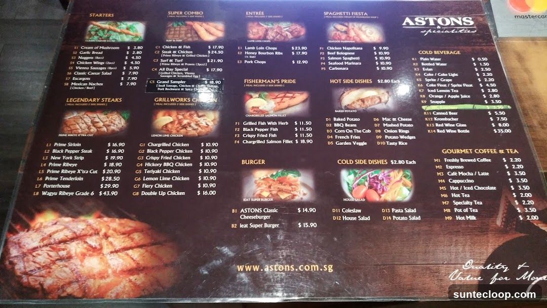 ASTONS Specialities Menu