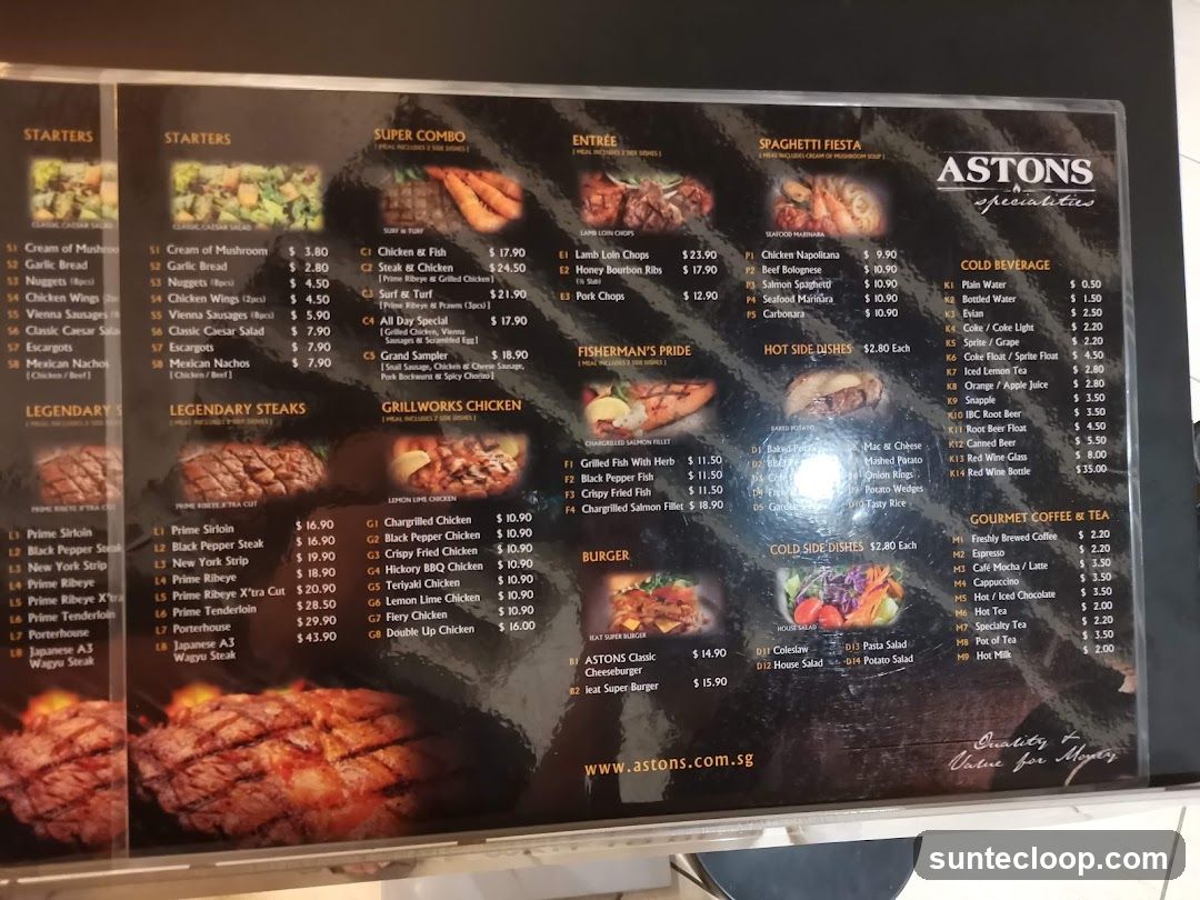 ASTONS Specialities Menu