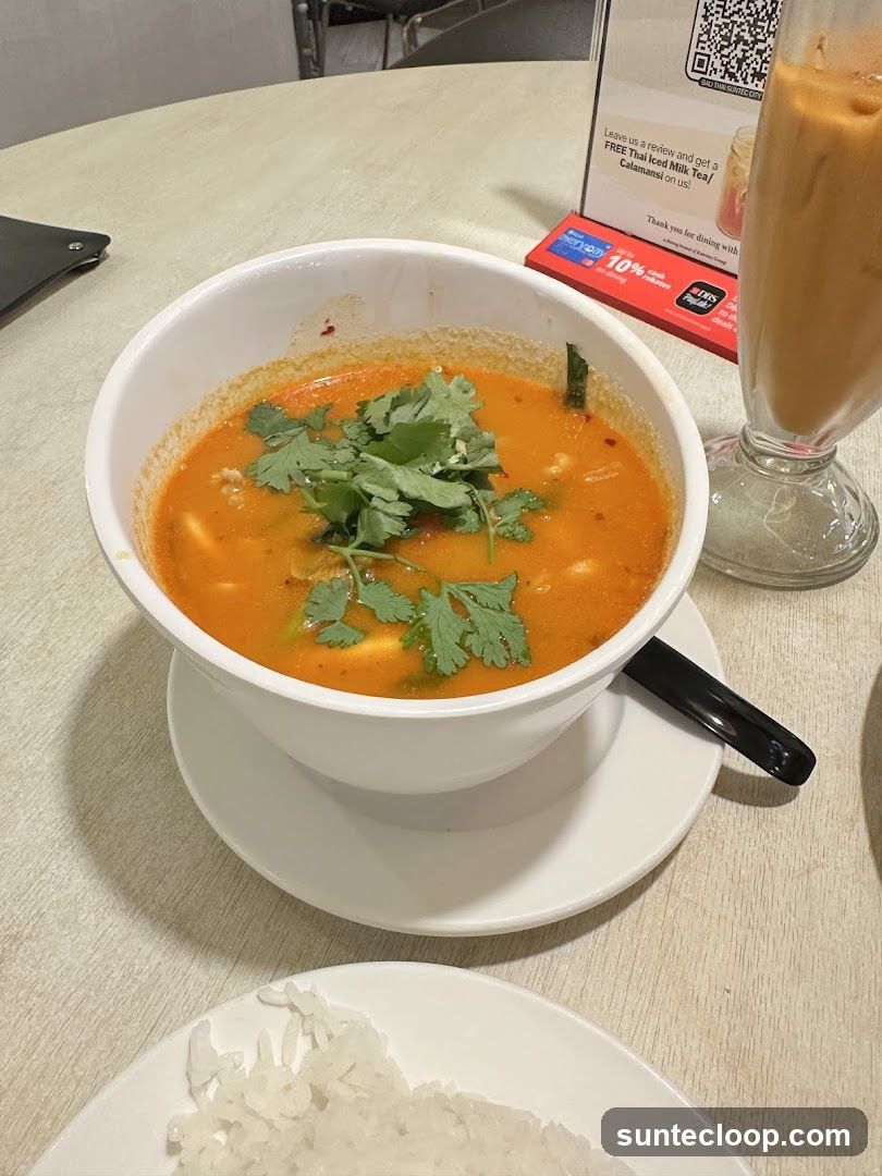 Tom Yum Soup and Thai Iced Tea