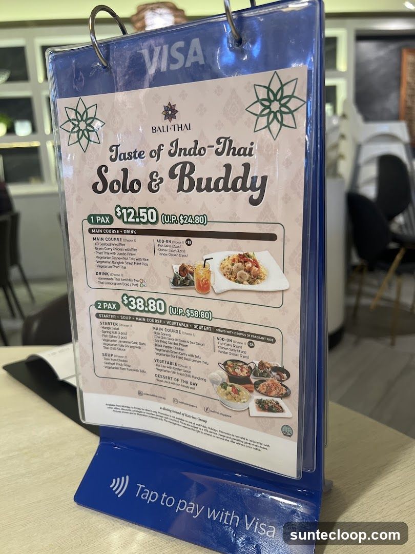 Bali Thai Solo & Buddy Menu