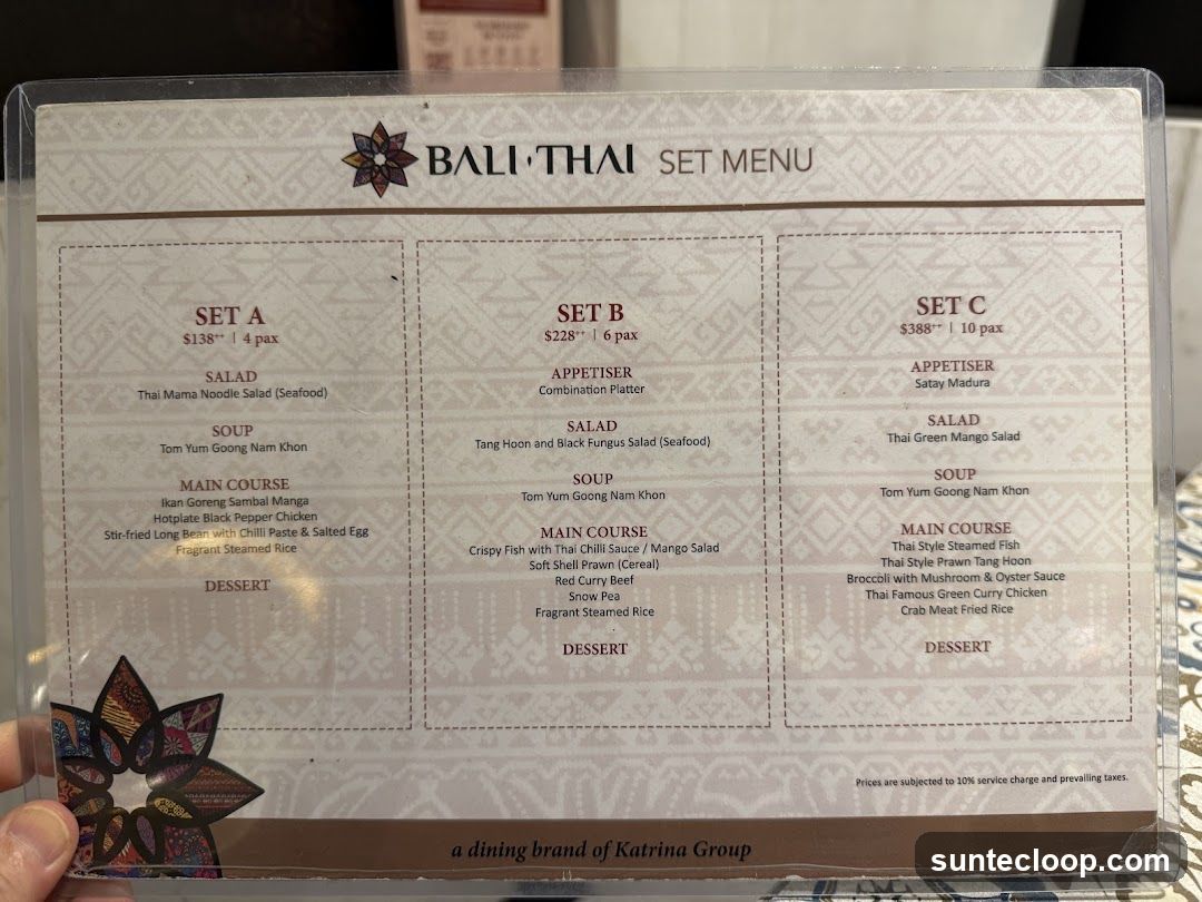 BALI THAI SET MENU