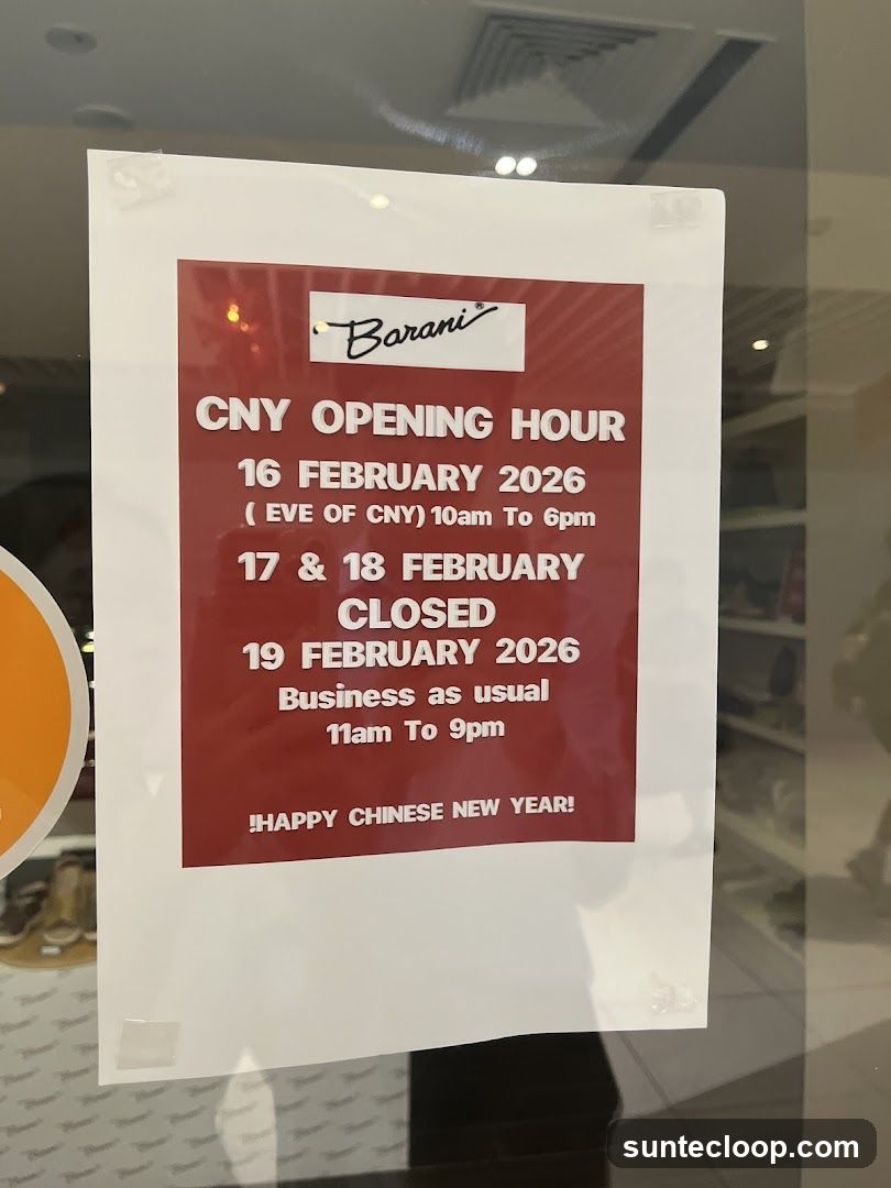 Chinese New Year Opening Hours Notice