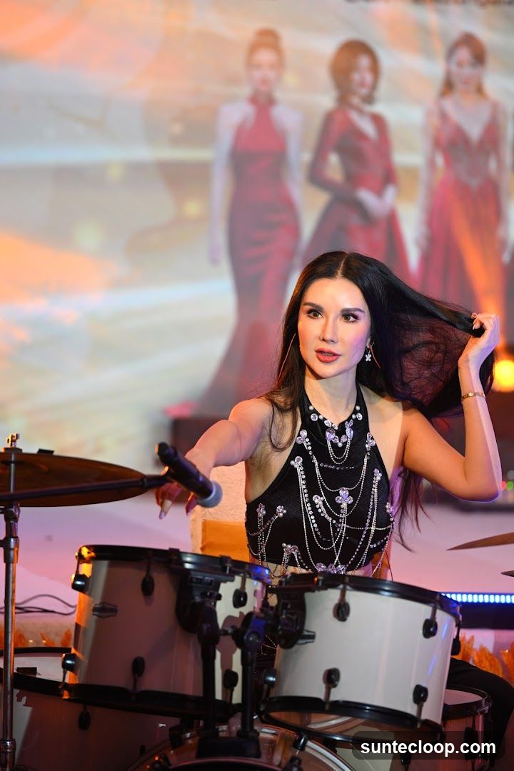 Woman playing drums
