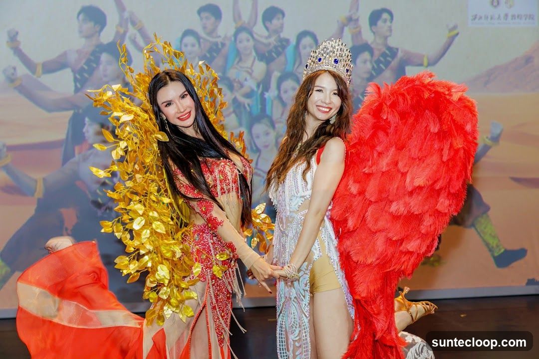 Two women in elaborate costumes