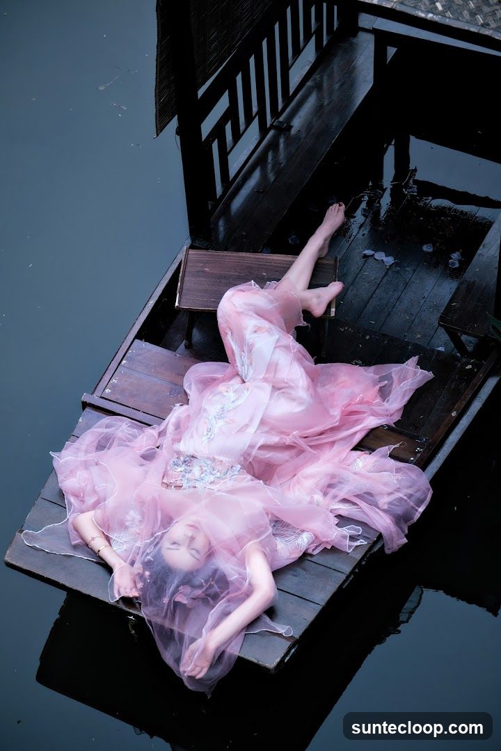 Woman in Pink Dress on a Boat