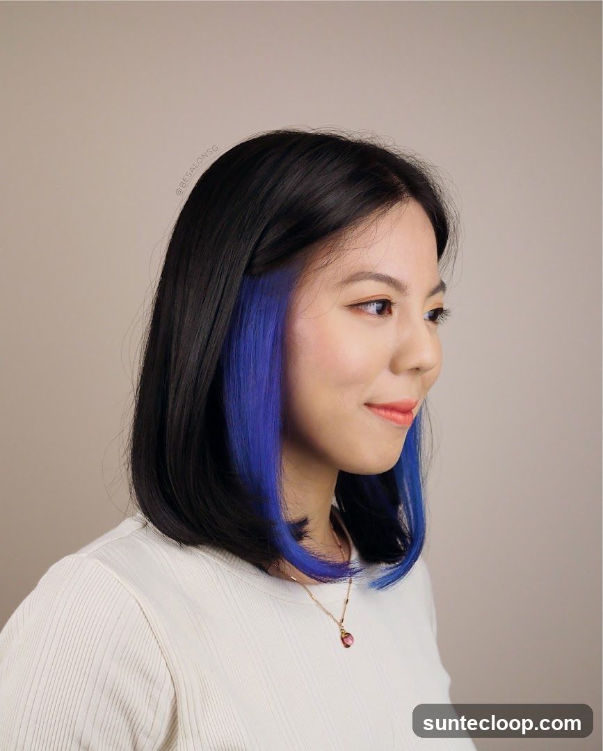 Woman with blue streaks in her hair