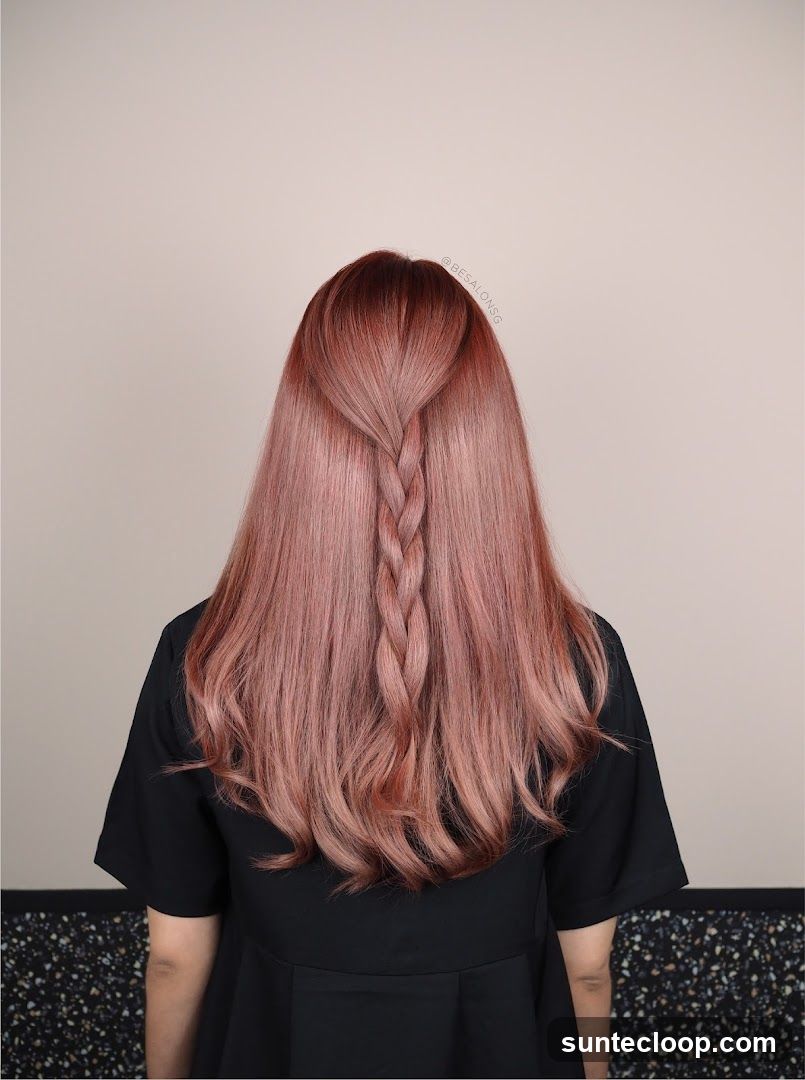 Rose Gold Hair with Braid