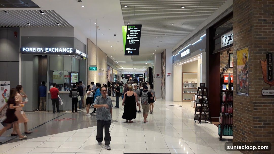 Mall Interior with Shops and People