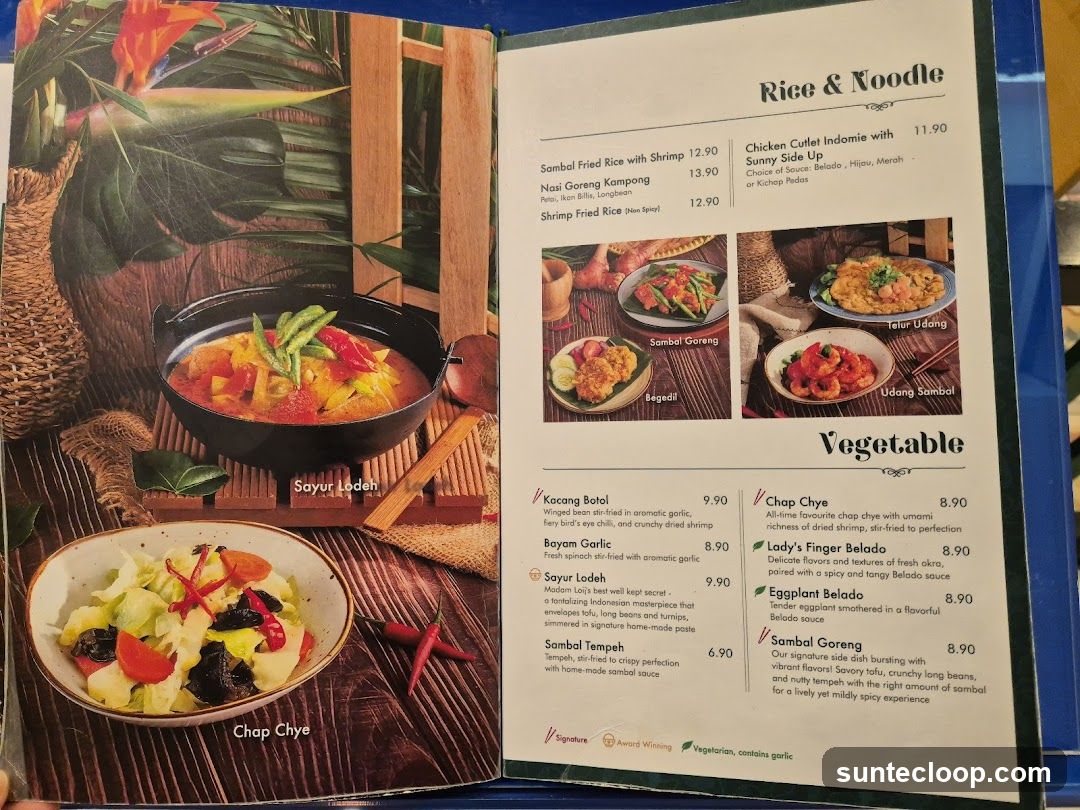Rice & Noodle and Vegetable Menu