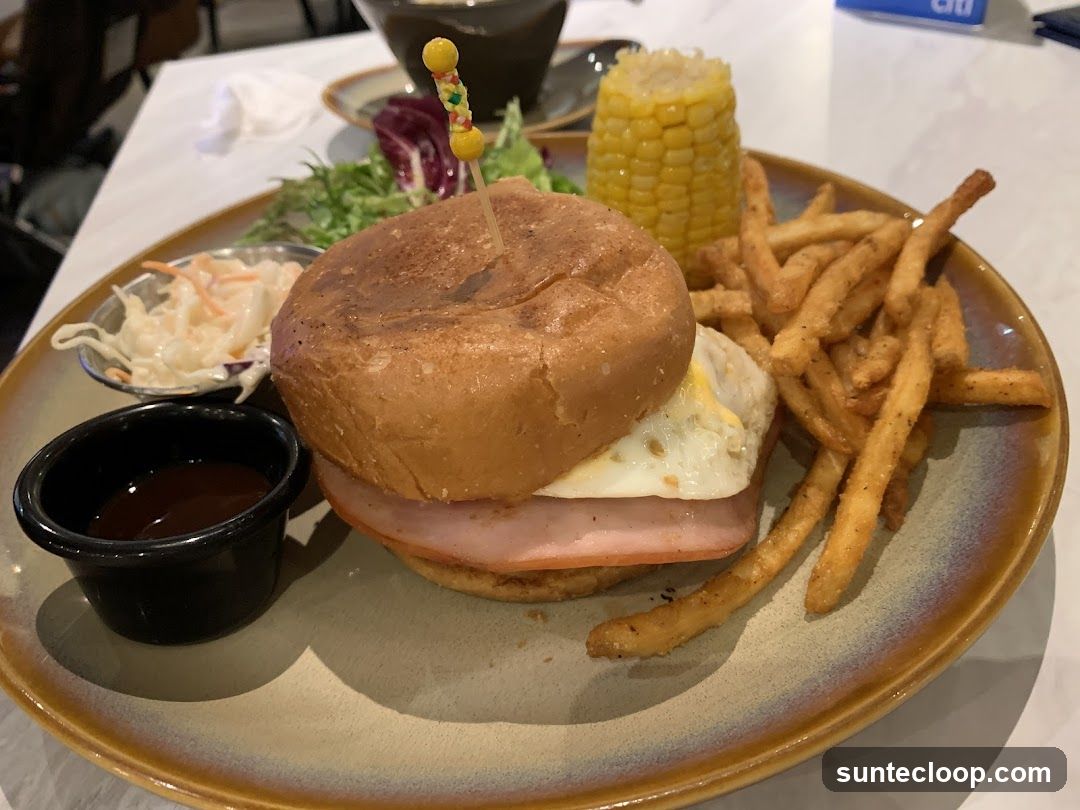 Burger with Fries and Coleslaw