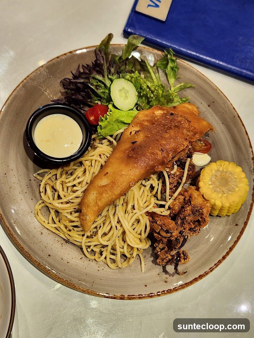 Fish and Chips with Spaghetti