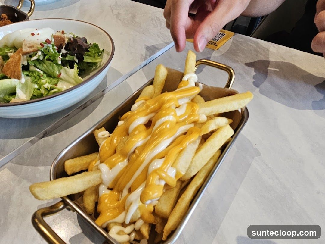 Cheese Fries and Salad
