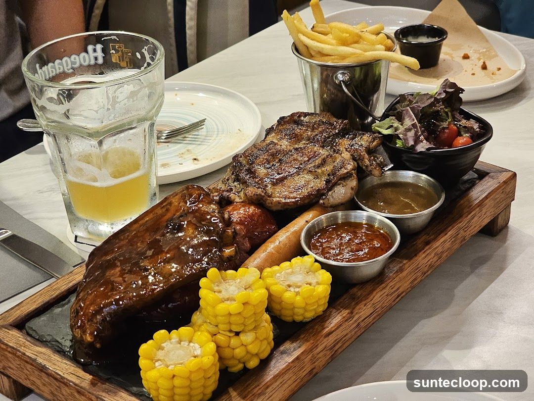 Meat Platter with Fries and Beer