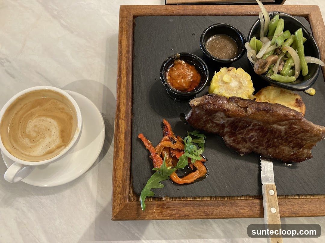 Steak Dinner with Coffee
