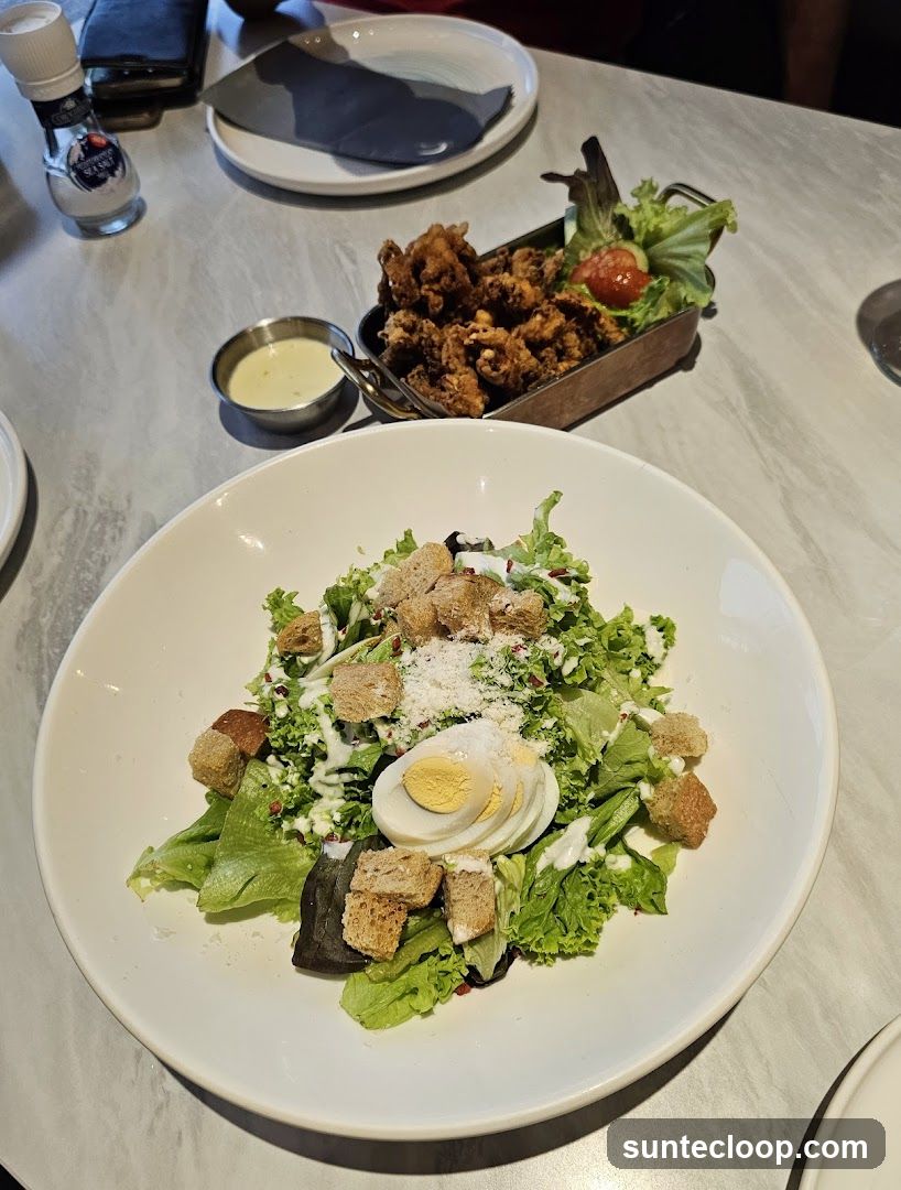 Caesar Salad and Fried Calamari