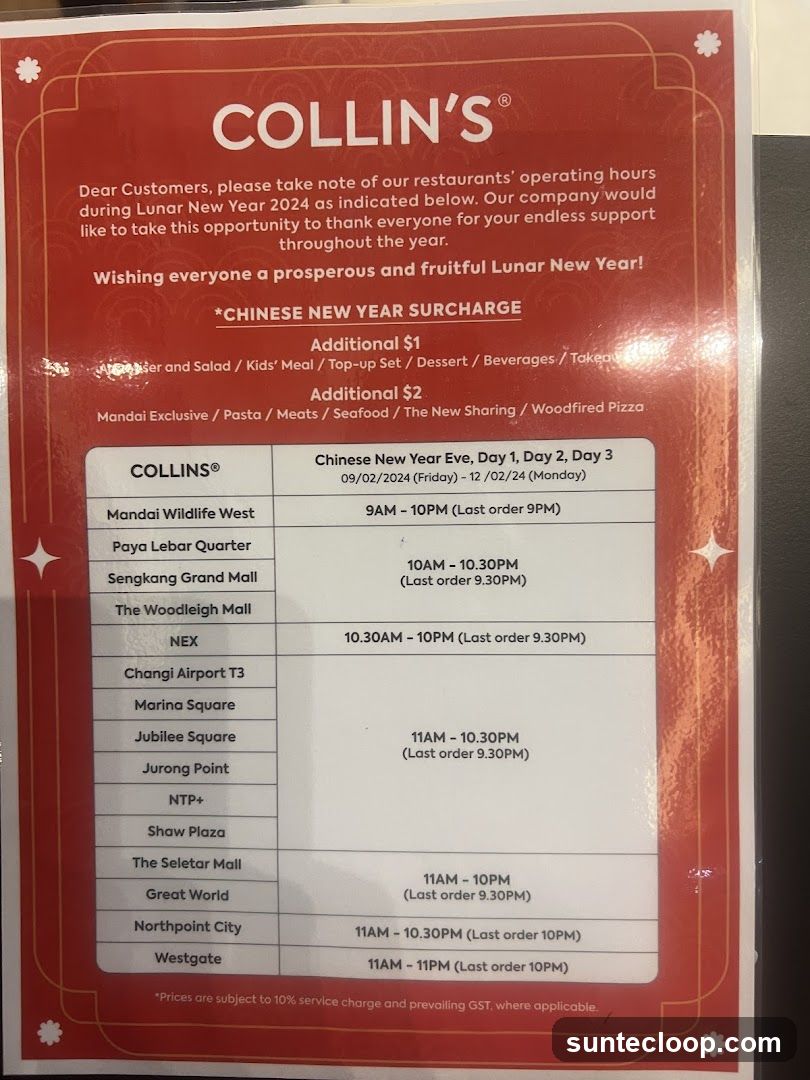 COLLIN'S Lunar New Year Operating Hours