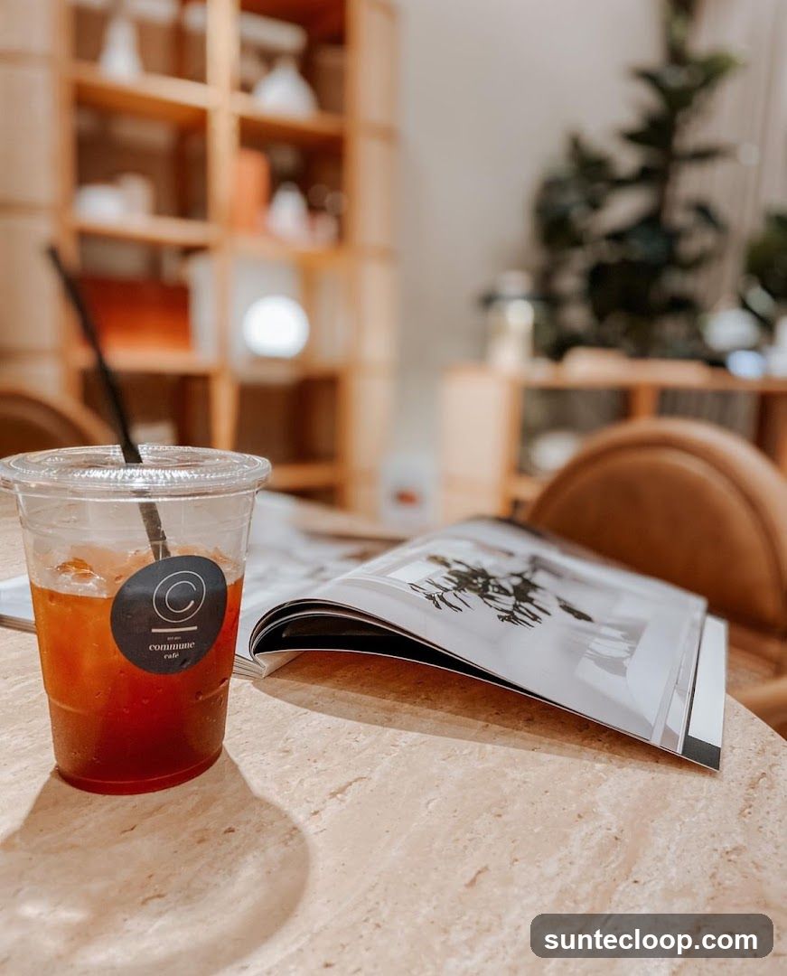 Iced Coffee and Magazine