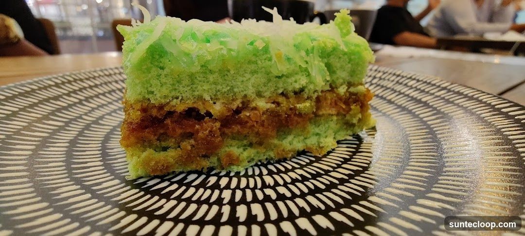 Slice of Green Cake with Coconut
