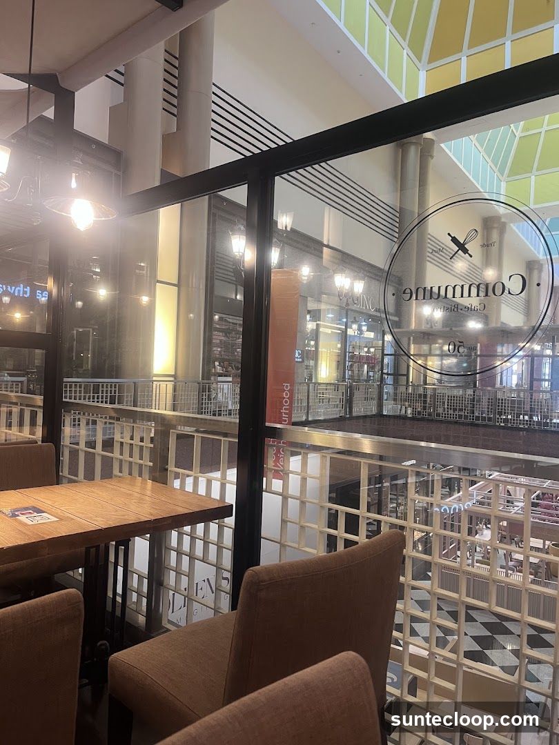 Cafe Interior with View of Mall