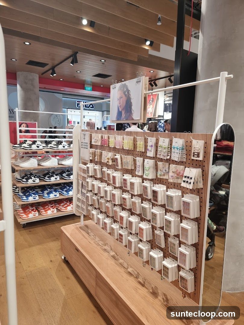Retail store display with shoes and accessories