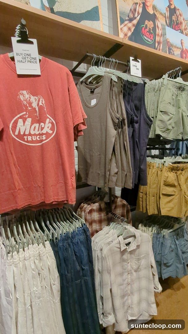 Clothing Display with Sale Signs
