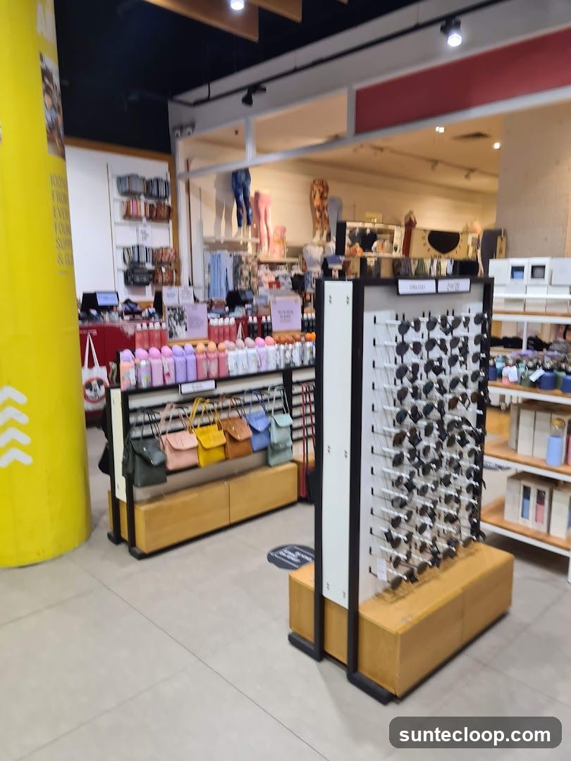 Retail store interior with accessories display