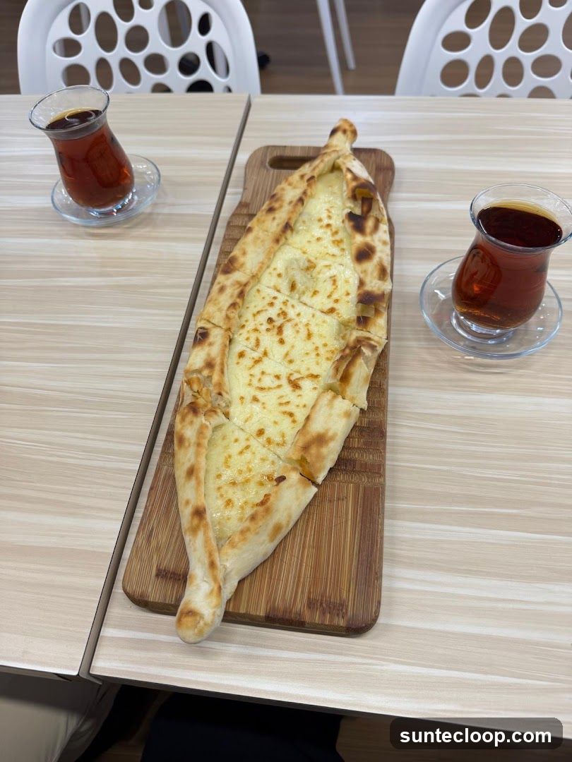 Pide with Cheese and Tea