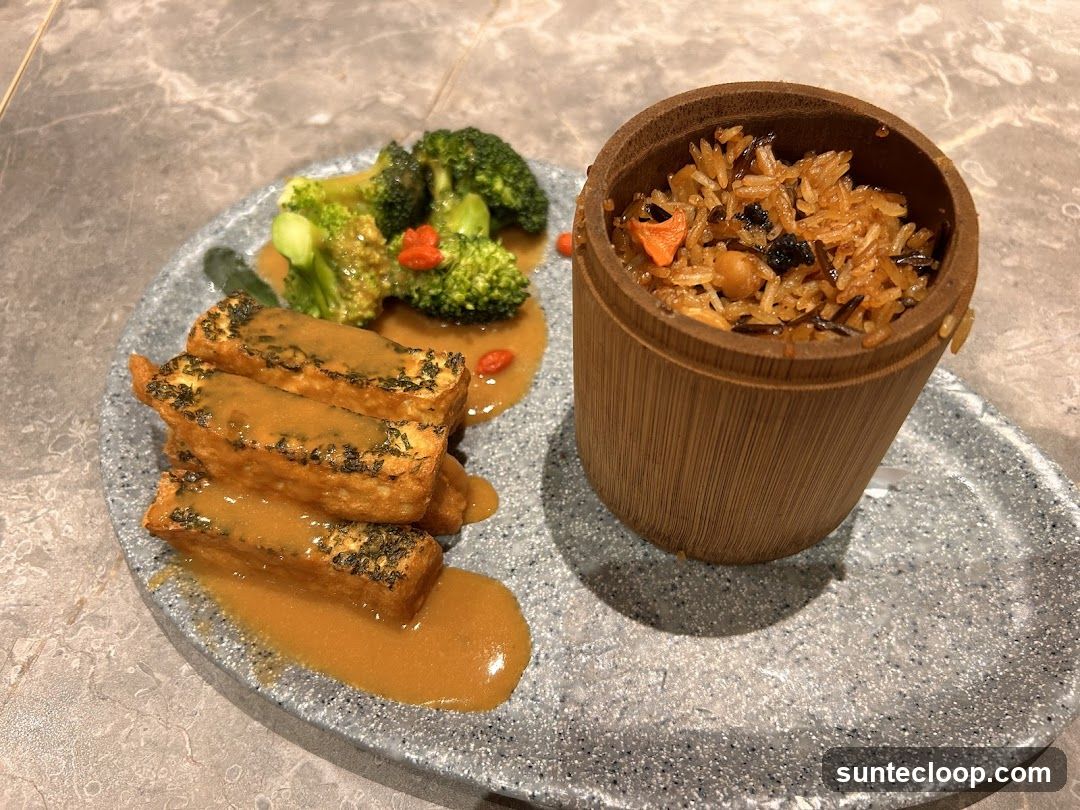 Fried Tofu with Broccoli and Rice
