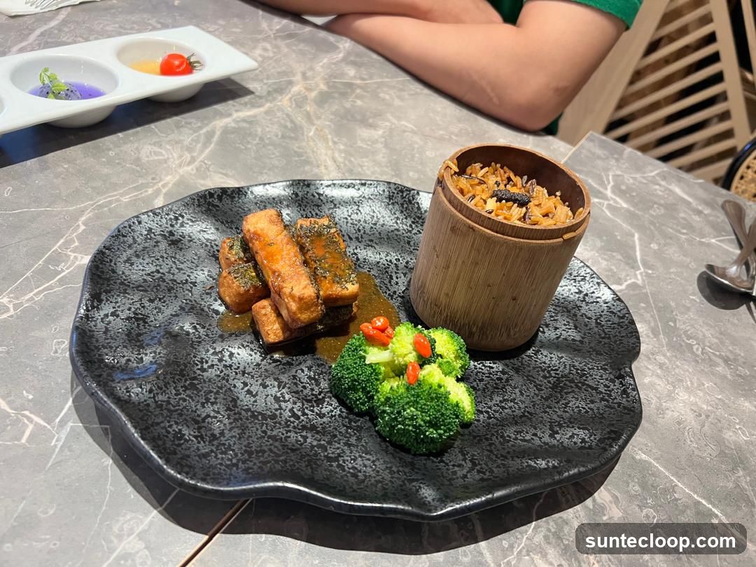 Fried Tofu with Rice and Broccoli