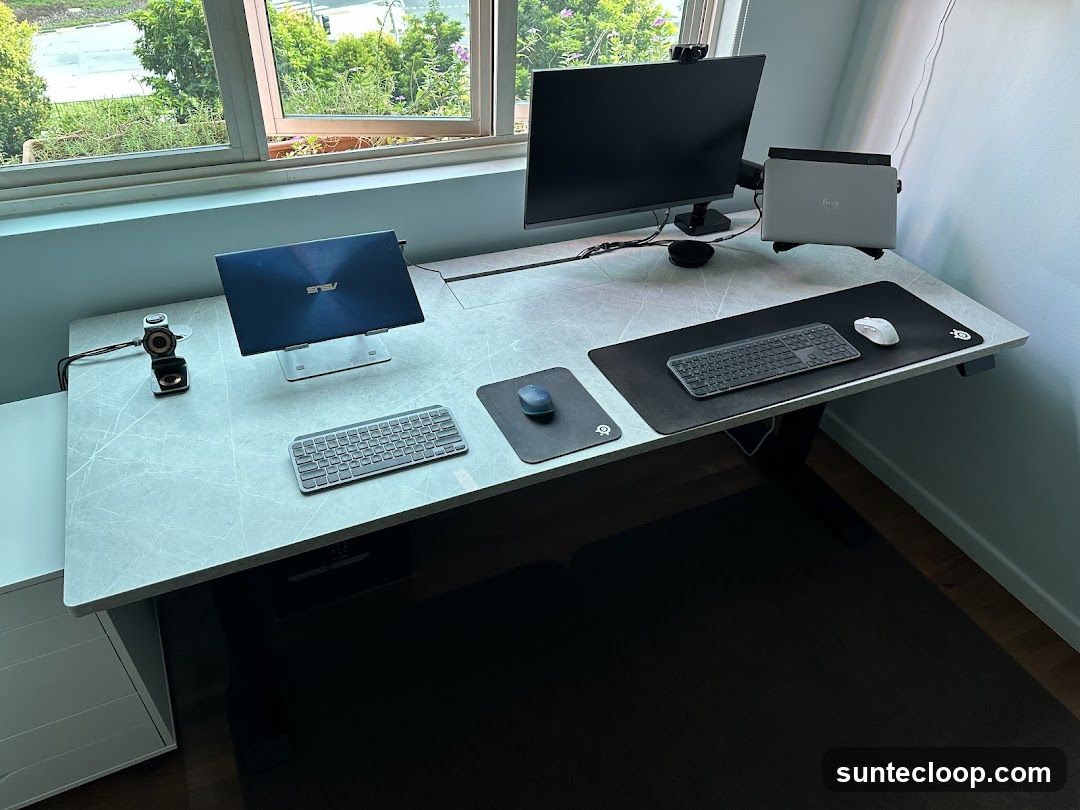 Modern home office desk setup