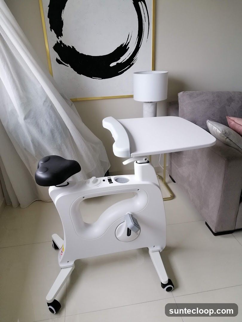 White Exercise Bike with Desk