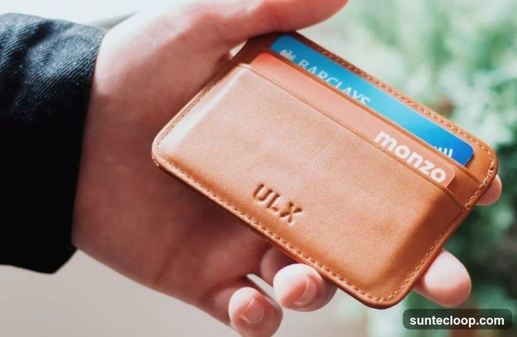 Brown Leather Card Holder with Bank Cards