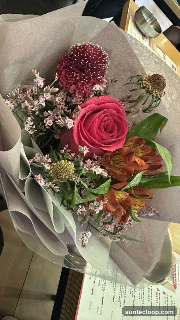 Bouquet of Flowers and Menu